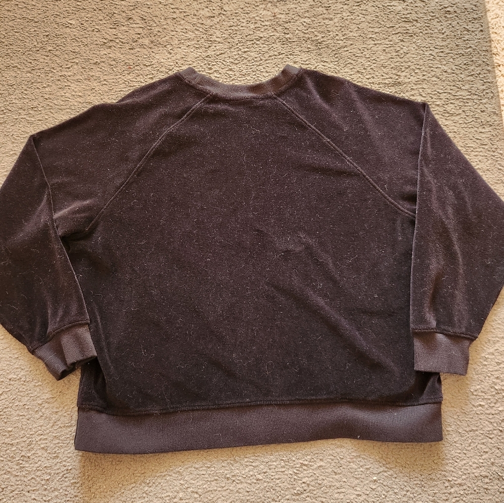 PACT Women's Velour Top Extra Large Black Organic Cotton Soft Cozy Sweatshirt - Picture 6 of 10